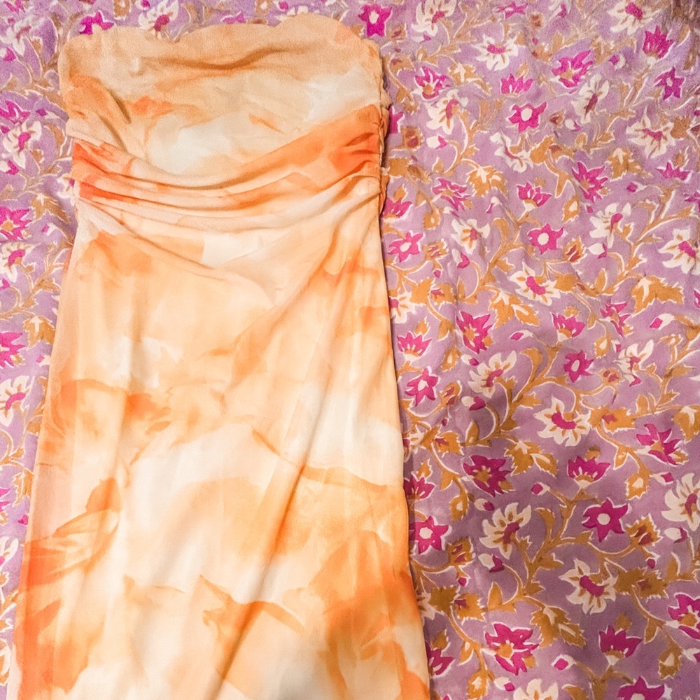 Orange Strapless Dress